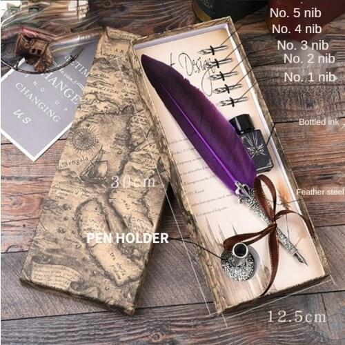 Feather Fountain Pen Set Painting Hook Pen English Calligraphy Water Pen Spot Pen Special GIFT