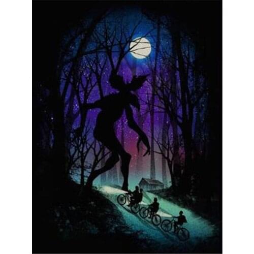 Stranger Things Poster DIY 11CT Embroidery Cross Stitch Kits Needlework Craft Set Cotton Thread Printed Canvas Wholesale