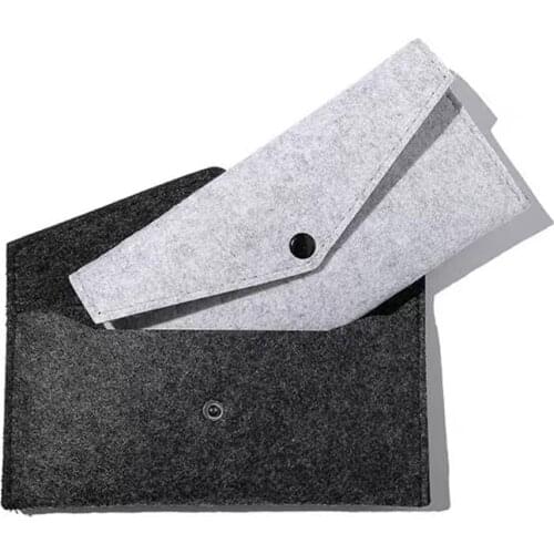 Sationery-storage Wool Felt Tote-bag with Snaps Students Women Multifunctional Custom Brush Makeup Cosmetics Bags with Logo