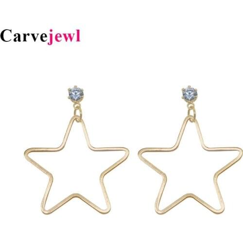 Carvejewl cubic Zirconia earrings five pointed star dangle earrings for women jewelry girl gift korean earrings new fashion hot