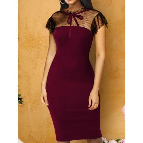 Classy Vintage Women Dress Mesh Tube Top Stitching Bowtie Sweet Lady Party Date Night Birthday Dress Bodycon Slim Fit Outfits