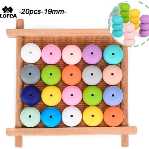 LOFCA 20pcs Silicone Beads 19mm Abacus Baby Teething Beads BPA Free Food Grade DIY Pacifier Clip Chew Jewelry Making Toy