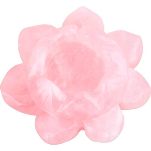 TUMBEELLUWA 2" Healing Crystals Rose Quartz Lotus Flower Crystal Ball Stand Office/Home Decor Jewelry