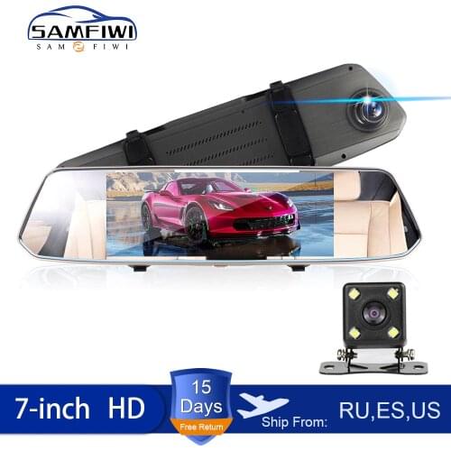 Full HD 1080P 7" LCD Camera Video Recorder Night Vision Touch Screen DVR DashCam Display Screen Rear View Mirror Dash Cam Camera