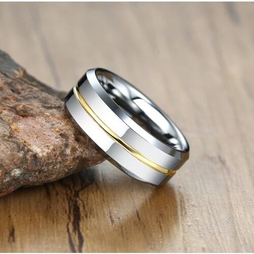 Vnox Qualified 8mm Tungsten Grooved Wedding Band for Men Anti Scratch Anniversary Ring Gift