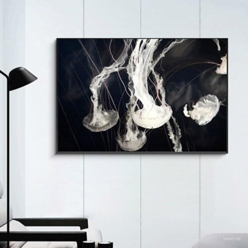 Yumeart Jellyfish Marine Life Canvas Art Print Painting Poster Wall Decor Marine Art Cetacea Poster Wall Pictures For Home Decor