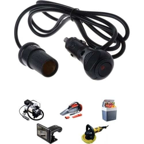 9.84/16.4ft 12V 24V Car Cigarette Lighter Charger Extension Cable Cord with ON OFF Power Switch for Car Air Pump Vacuum