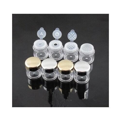 10/30/50pcs 5G AS loose Powder Jars,Sifter Mesh Empty Diy nail art glitter Packing container Bright Gold silver cap