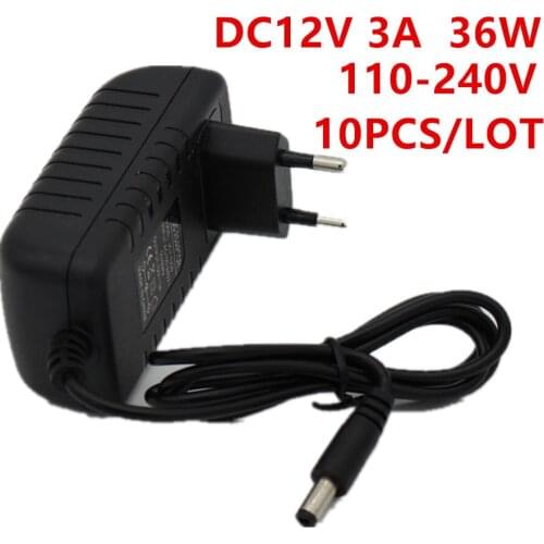 10pcs/lot High quality 110~240V EU/US DC 12V 3A power adapter, smd 5050 3528 5630 led strip light Switching Power supply