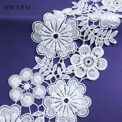 10yard High Quality White Passion Flower Sewing Trim African Arts Craft Lace Fabric Ribbon 12cm DIY Wedding Dress Accessories