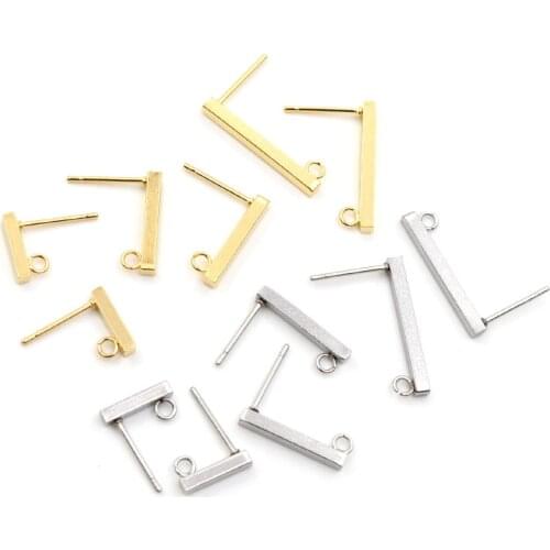 20pcs 10 15 20mm 316 Stainless Steel Earring Hooks Bar Tube Stud Earrings Ear Wires Connector DIY Jewelry Making Findings
