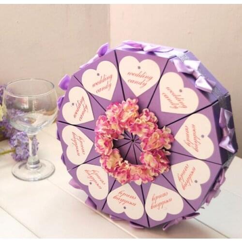 20Pcs Creative pink/purple flower cookie cake Candy Box Wedding decoration paper gift boxes Wedding Favors