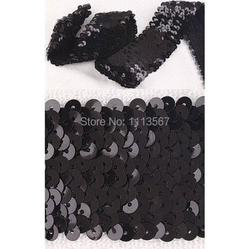 20yards Craft Braided Black 5 Row Hand Beaded Trim Elastic Stretch Sequin Sewing Trim For Dress Wedding Clothes Accessories t302