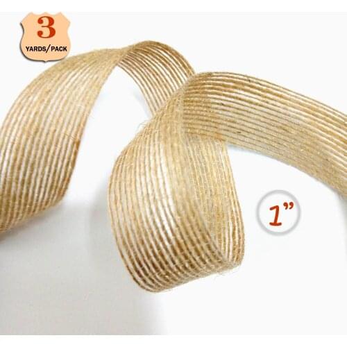 3yards pack Nautral Burlap beige Ribbon woven jute webbing width of 2.5cm