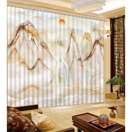 3D Curtain Luxury European Modern Sun Marble Pattern Curtains Blackout Shade Window Curtains Window Curtain String