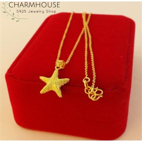24K Gold Filled Necklaces For Women Sea Star Pendant & Necklace Chain Collier Femme African Gold Jewelry Accesories Bijoux Gifts