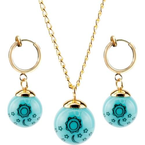 Anime Jewelry Set Necklace&Earrings The Seven Deadly Sins Elizabeth Liones Moon Stars Necklace with Earrings Cosplay Jewelry