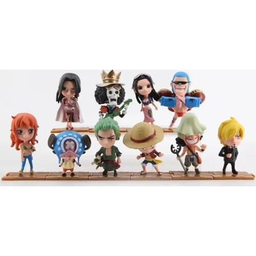 Anime One Piece Luffy Sanji Chopper Robin Nami Zoro Boa Hancock Brook PVC Action Figures Collectible Model Toys Doll 10pcs/set
