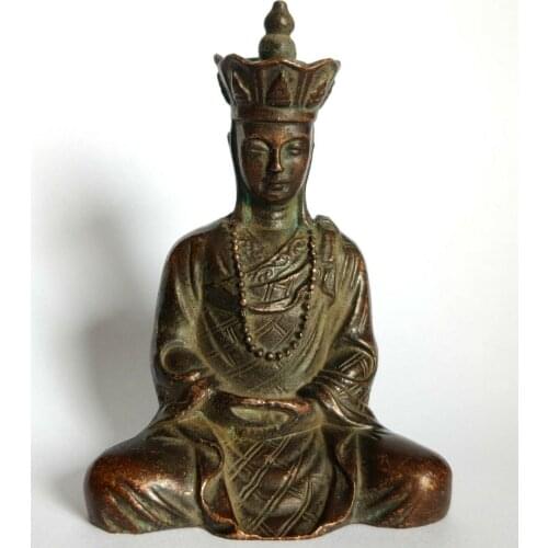 Antique bronze Tibetan Ksitigarbha Buddha Buddhism Bodhisattva statue 9cm