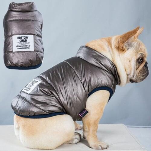 Bronzing Glossy Pet Clothes For Fat Dogs Winter Warm Down Jacket For French Bulldog Pug Cozy Padded Vest Coat Outfit For Pets 3L
