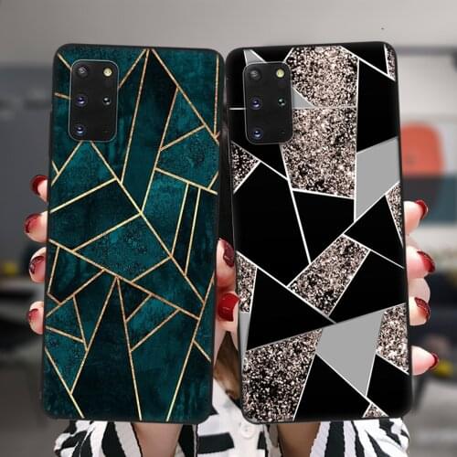 Marble Geometric Art Black Case For Samsung Galaxy S21 S20 FE S10 Plus NOTE 20 Ultra M02 F62 M62 M21 M30S M31 M31S M51 Cover
