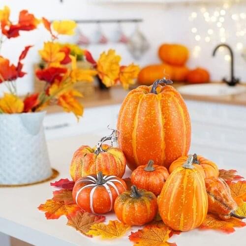 Halloween Decorations Newest Arrival Artificial Pumpkins Maple Leaves Ornament Decorative Artware for Home Shops