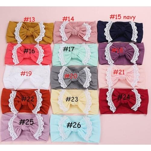 30PC/lot Hot Selling Kids Handmade Wide Nylon Headbands,Solid Nylon Headband with Lace Trim Children Girls Hair Accessories