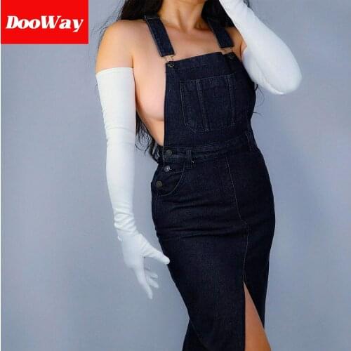 DooWay Womens Super Long Dress Gloves Faux Suede Winter Soft Warm for Evening Costume Party White 28 inches