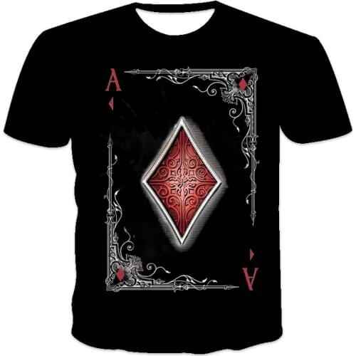 New Hot Sale Mens T-shirt Pattern Printed O-Neck Mens T-shirt Loose Clothes Retro Short Sleeve Fashion Poker