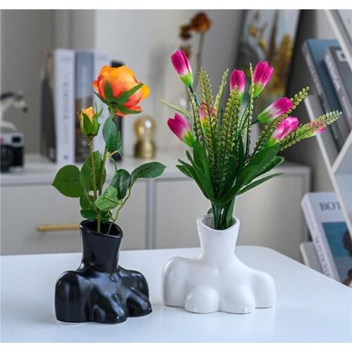Ceramic Flowerpot Sculpture Vase Living Room Garden Decor Nordic Female Body Art Ornament Room Flower Decorative Pot Aesthetic
