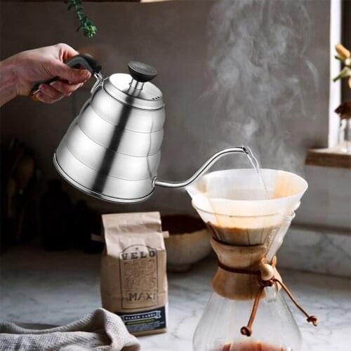 1L/1.2L Coffee Pot Cloud Shape Coffee Kettle With Long Mouth 304 Stainless Steel Body Has A Thermome Kitchen Accessories