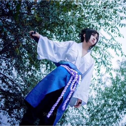 Anime Naruto Shippuden Third Generation Clothes Halloween Party Cosplay Uchiha Sasuke Costume Blazer+pants+Waist Rope+handguard