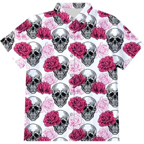 IFPD New 3D Floral Skull Printed Shirt For Men/women EU Size Summer Funny Oversized Y2k Harajuku Gothic Casual Cool Button Shirt