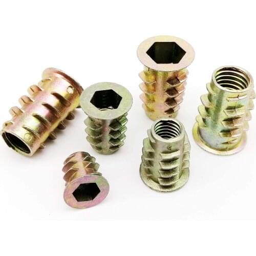 20X M4 M5 M6 M8 Metal Hexagon Hex Socket Head Embedded Insert Nut E-Nut for Wood Furniture Inside and Outside Thread Zinc-alloy