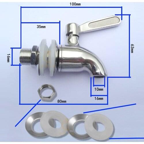 Stainless Steel Beverage Dispenser Replacement Faucet Tap Spigot for Barrel Fermenter Wine Beer HFing