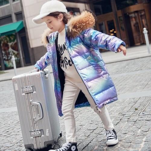 2019 New Kids Warm Winter Down Jackets Boys girl clothes long Coat overcoat Russina children parka real fur clothing snowsuit