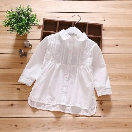 2021 Childrens Spring And Autumn New Girls' Long Sleeve Shirt Childrens Top Childrens Cotton White Shirt