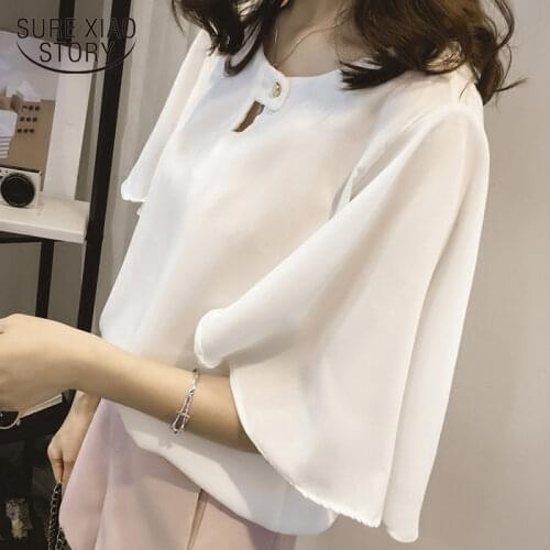 New fashion women tops 2021 chiffon blouse shirt flare sleeved blouses fashion casual plus size short sleeved clothing 0437 40