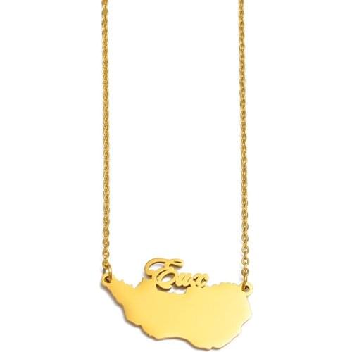 Anniyo St.Eustatius(Statia) EUX island in the Caribbean Pendant Necklaces Women Girls Sint Eustatius Map Jewelry #242621