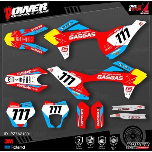 PowerZone Custom Team Graphics Backgrounds Decals 3M Stickers Kit For GASGAS 2021 2022 2023 EC MC 001