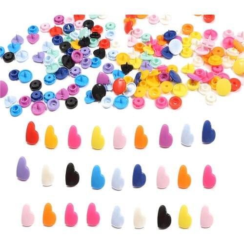 10Sets(40pcs)12MM Plastic Snap Buttons Heart Shape T5 Snap Fastener For Baby Clothes Press Buckle Diy Crafts Garment Accessories
