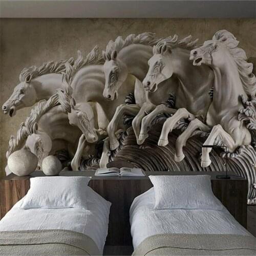 Custom wallpaper 3d murals stereo horse relief TV background wall painting home decoration mural papel de parede 3d wallpaper