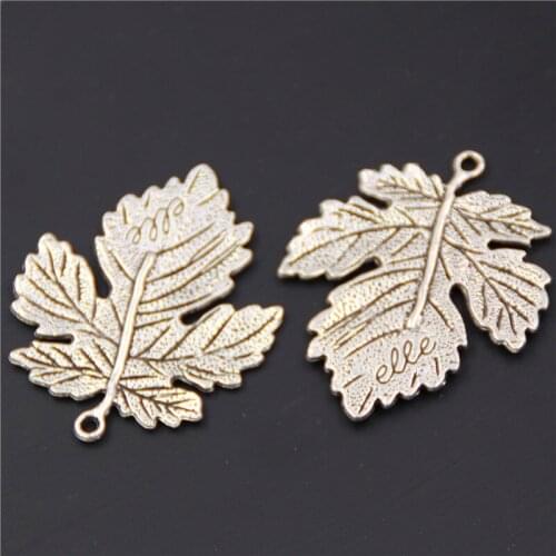 4pcs Silver Plated Sycamore Leaves Metal Pendant Retro Earrings Necklace Accessories DIY Charms ForJewelry Crafts Making A422