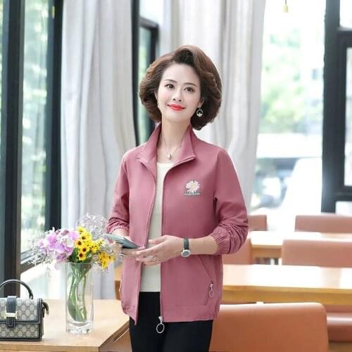 Fashion Vintage Embroidery Mom Coat women Fashion Casual Loose zipper plus size 5XL regular jacket Female Korean spring clothes