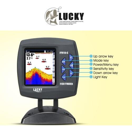 Wired Fish Finder FF918-180S Transducer Sensor Fishfinder 45 Degrees Echo LCD Fish Locator Boat Fishfinder Fish Detector