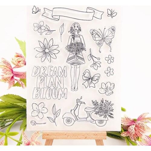 11x15cm The flower girl Transparent Clear Stamps Silicone Seals Roller Stamp DIY scrapbooking photo album/Card Making