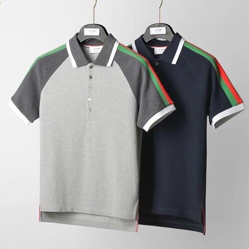 2021 Fashion TB THOM Brand Polo Shirts Men Women Casual Slim Cotton Stripe Polo Summer Short Sleeve Contrast Color Polo Clothing