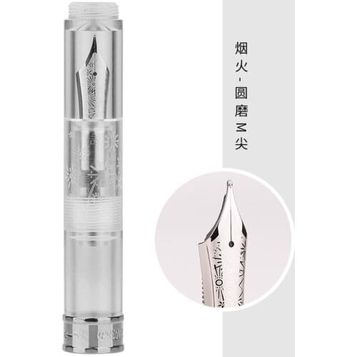 Moonman Penbbs 471 Fully Transparent Mini Dropper Fountain Pen Snowy Flowers Resin with Gold / Silver Ring Short Pocket Gift