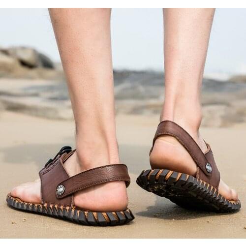 Sandali Da Uomo Sandals Shoes Men Summer Breathable Mens Leather Sneakers Sandale Homme Ete Flip Flops For