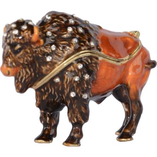 American Bison Trinket Box Wild Animal Decoration Jeweled Jewelry Box